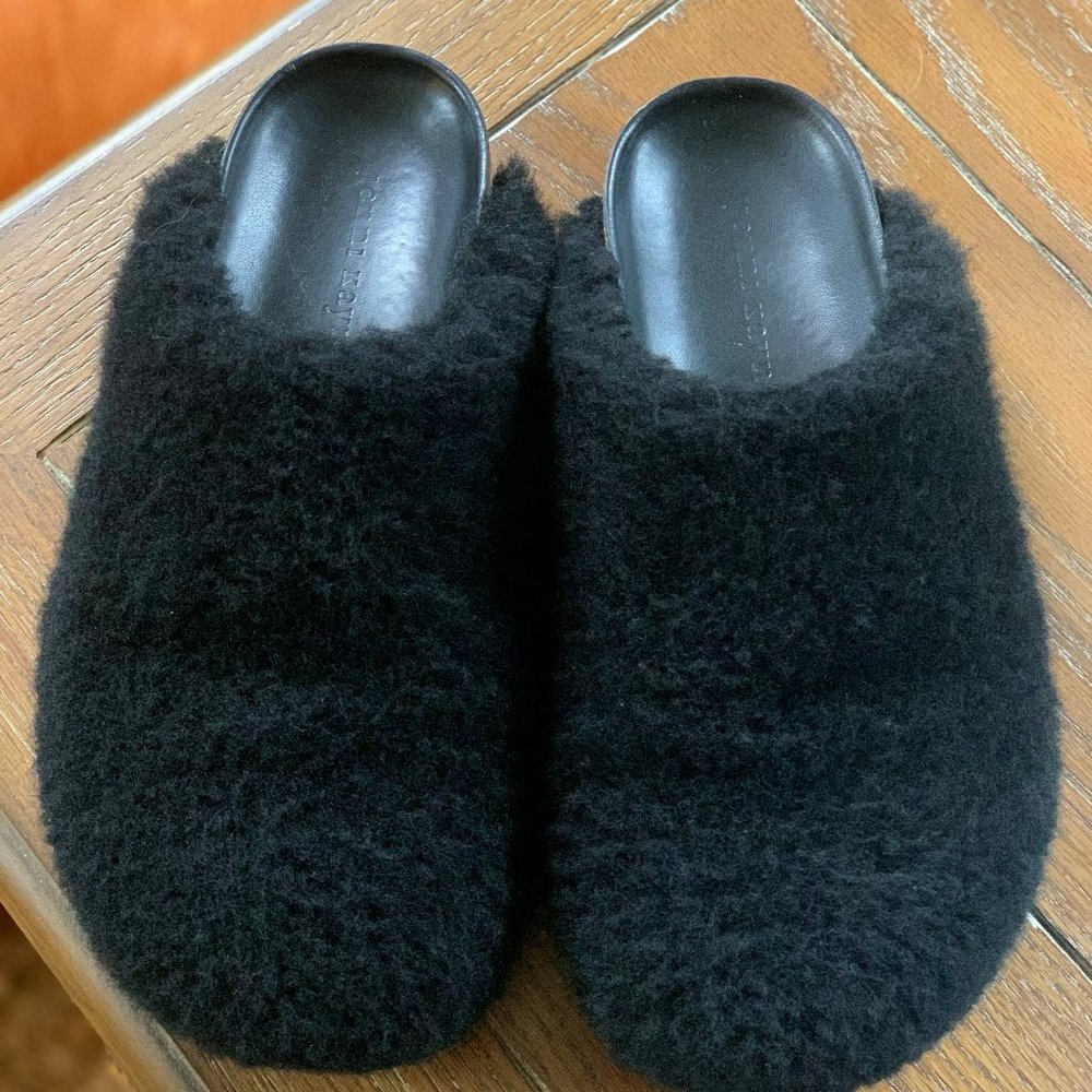 Jenni Kayne Black Fuzzy Mules